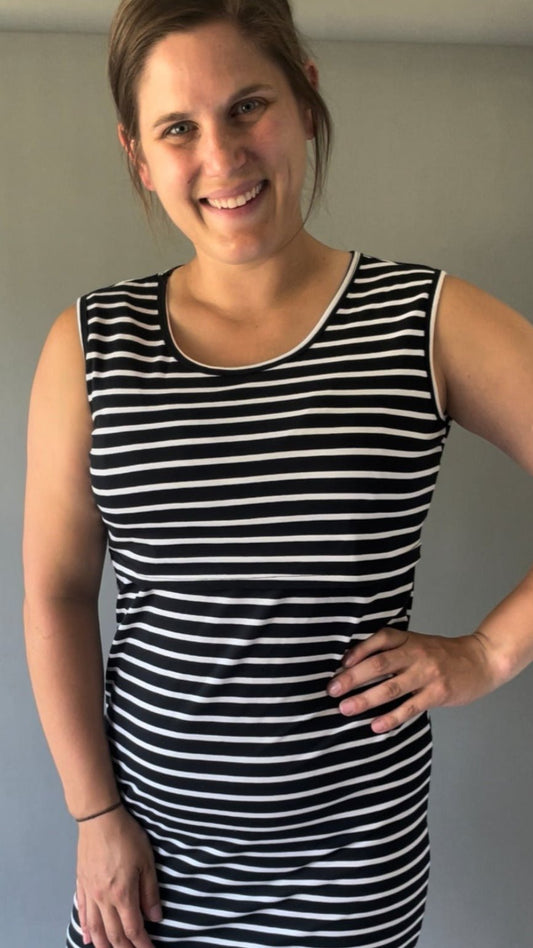 Black Stripped Nursing Dress