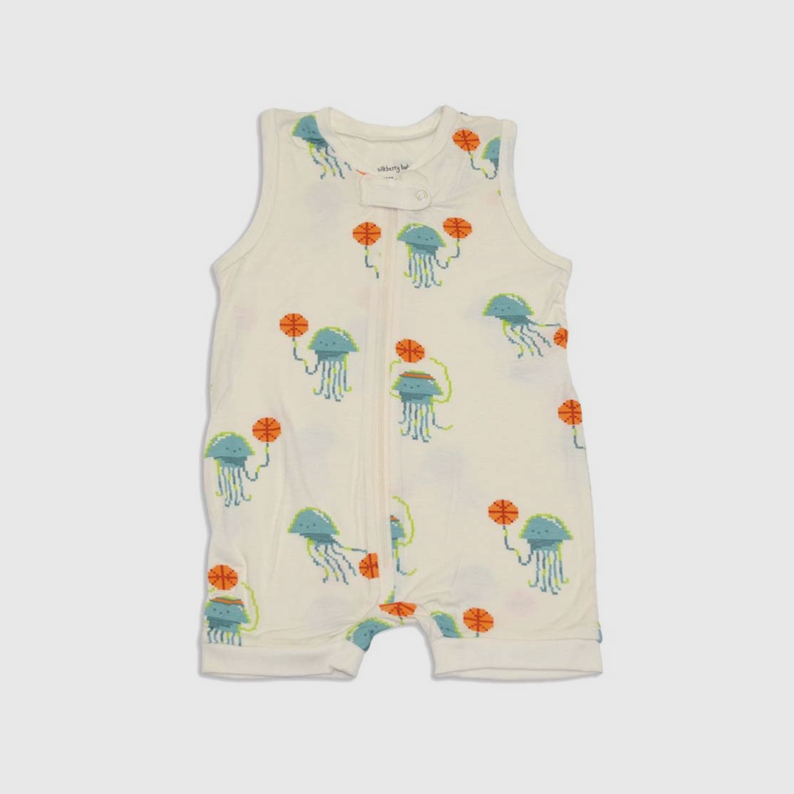 Bamboo Sleeveless Romper - Pixel Jelly Print