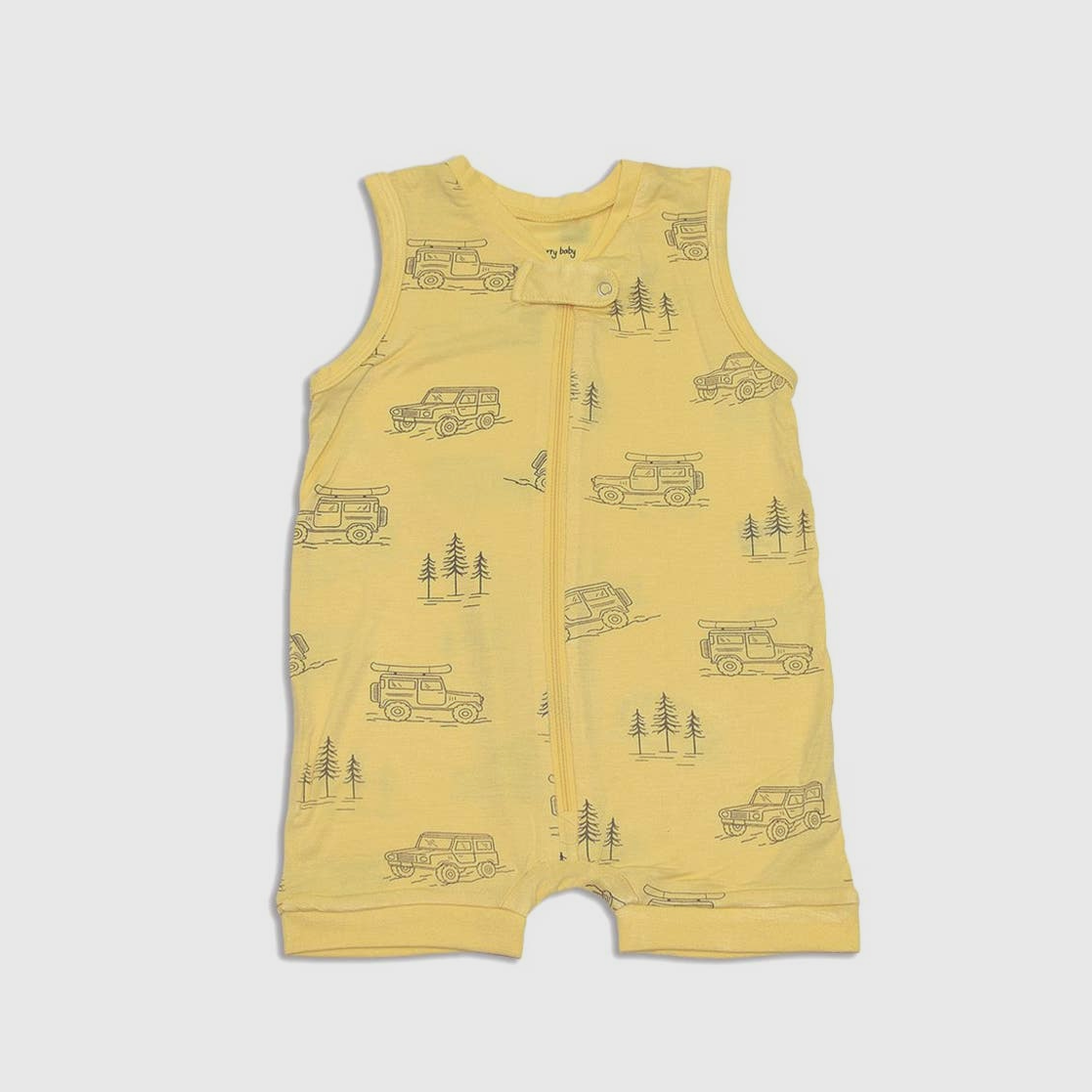Bamboo Sleeveless Romper - Off Road Print