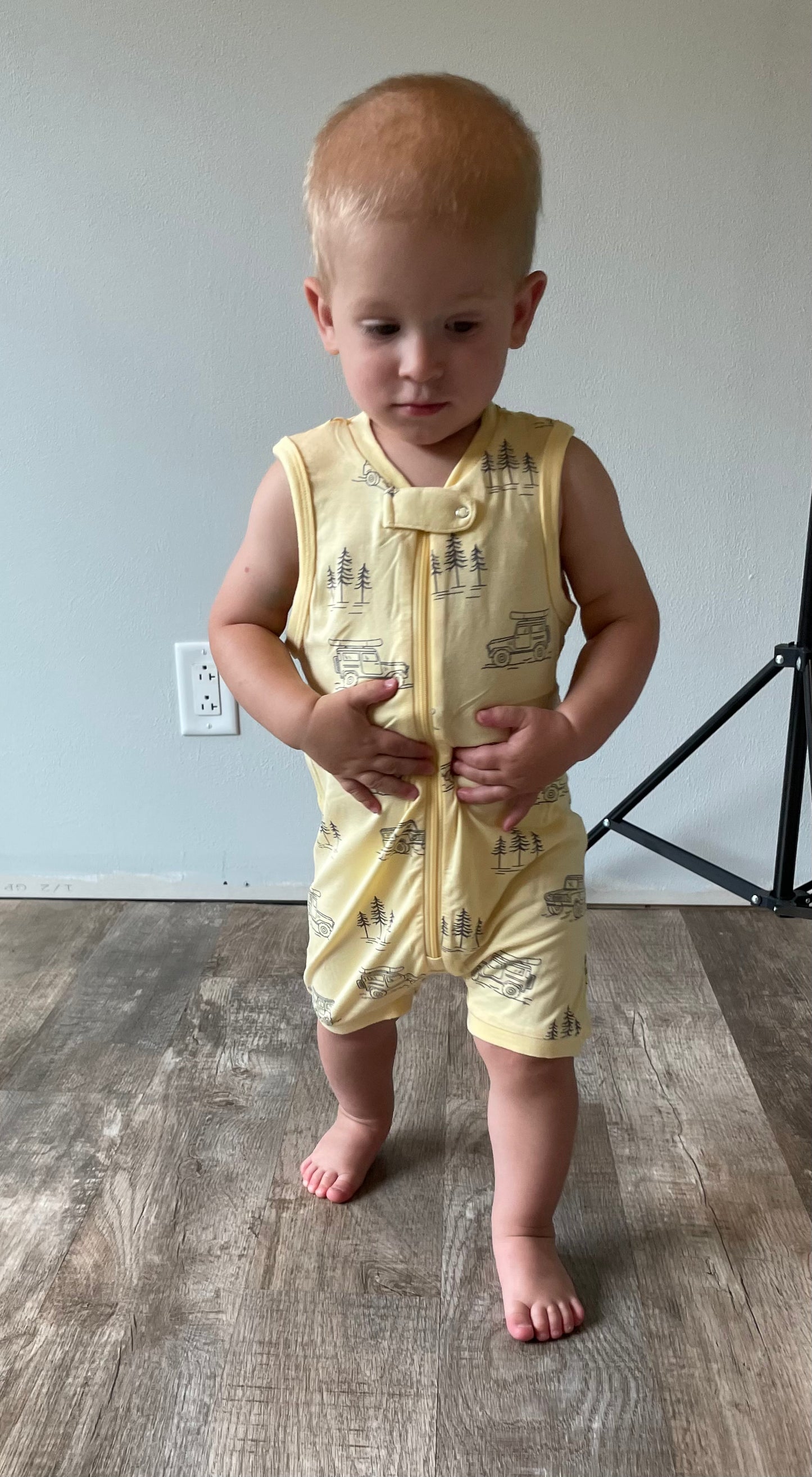 Bamboo Sleeveless Romper - Off Road Print