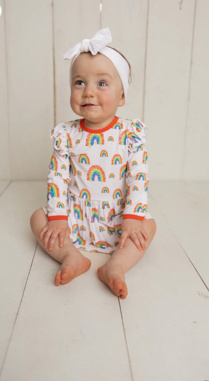 Rosie Rainbow Flutter Sleeve Bodysuit Dress